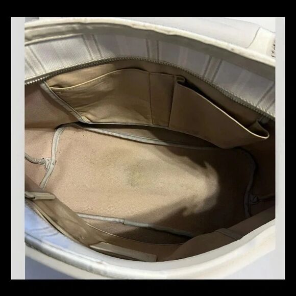 Coach Legacy Tote Bag 23108 Off-White Stripe Coated Canvas Leather - Picture 6 of 11